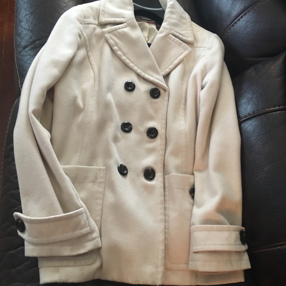 XL St Johns Bay ivory wool pea coat